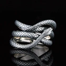Huitan Newly Snake Rings for Women Punk Style Antique Color Vintage Party Accessories Personality Female Ring Animal Jewelry