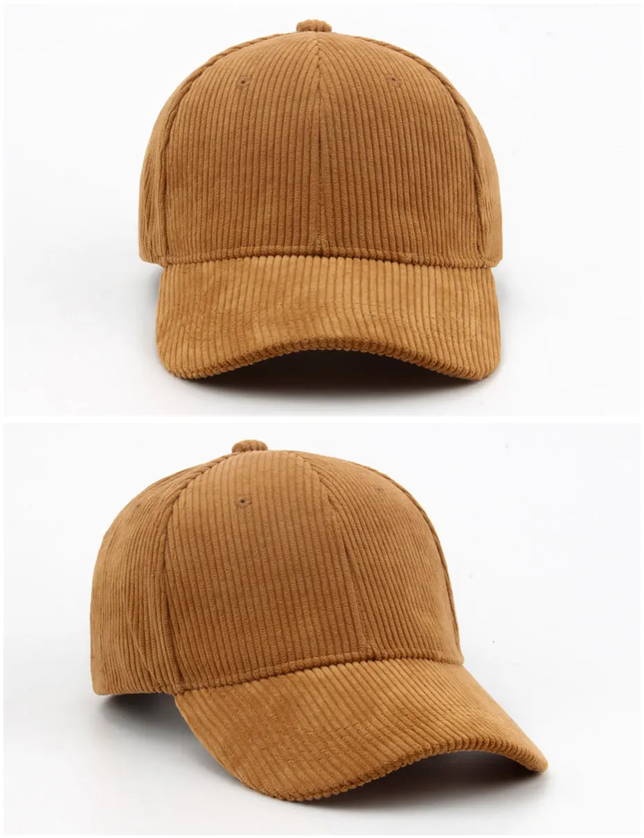 CNTANG Neue Cord-Baseballkappe für Damen und Herren, modische Snapback-Kappe für Herbst und Winter, Hip-Hop-Kappen, lässige Vintage-Markenhüte, Unisex – Detail 5