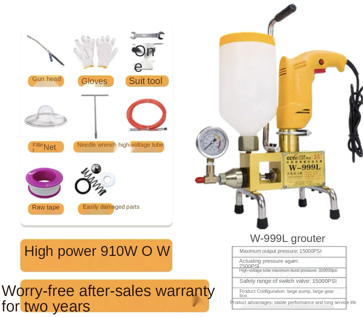 Imagem -03 - Dois Fluidos Epóxi Injeção Bomba Poliuretano Espuma Groouting Machine Mangueira de Aço Crack 999 Alta Qualidade 910w 1100w