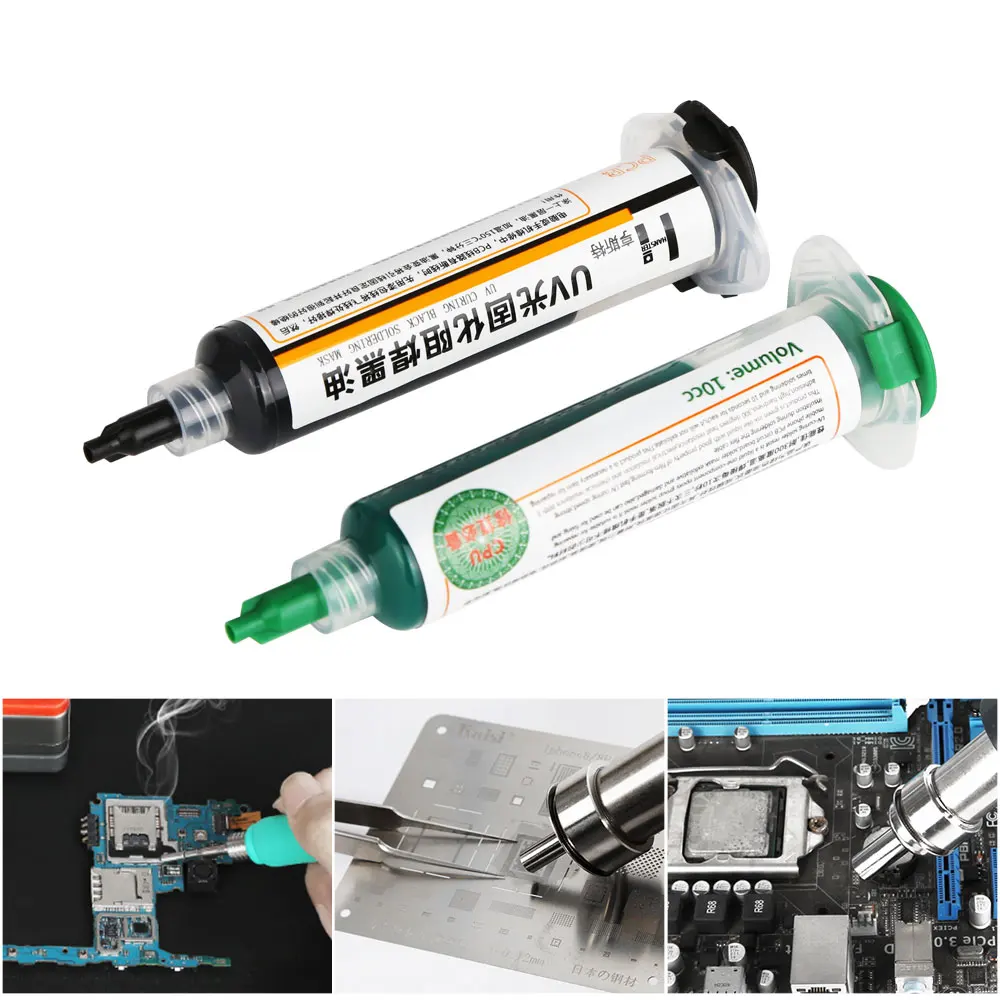 Green/Black UV Curing Solder Mask Ink PCB BGA Paint Prevent Corrosive Insulating Protect Soldering Paste Flux Oil