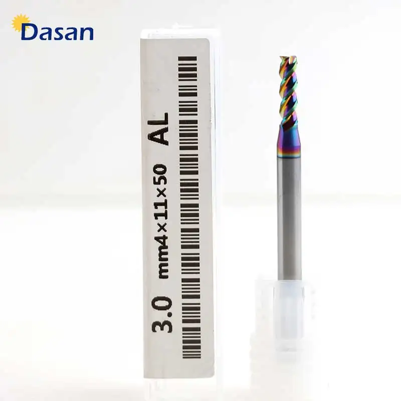 1pcs End mills Flat Carbide 3F 1mm 1.5mm 2mm 3mm 4mm 5mm 6mm  HRC55 High Quality Milling Cutter Tool for  Aluminum  Wood