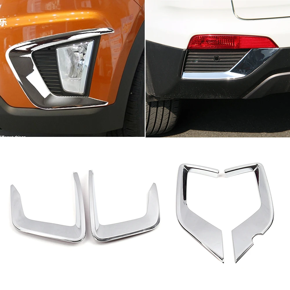 For Hyundai Creta IX25 2016-2018 Chrome Front Fog Light Lamp Rear Foglight Trim Cover Frame ABS Exterior Decoration