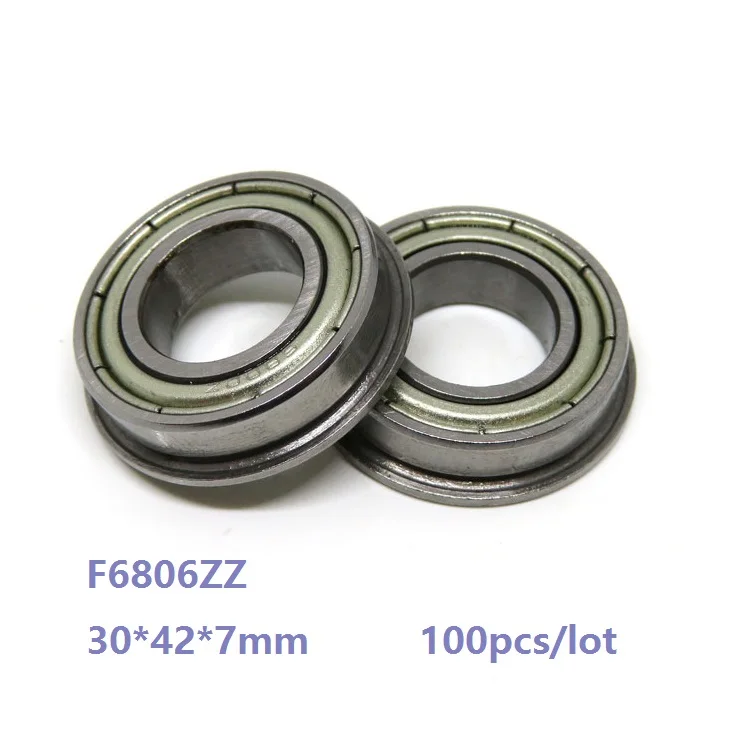 100pcs/lot F6806ZZ F6806 ZZ Flange Ball Bearing 30*42*7mm Thin Wall Deep Groove Ball bearing Double metal cover 30×42×7mm