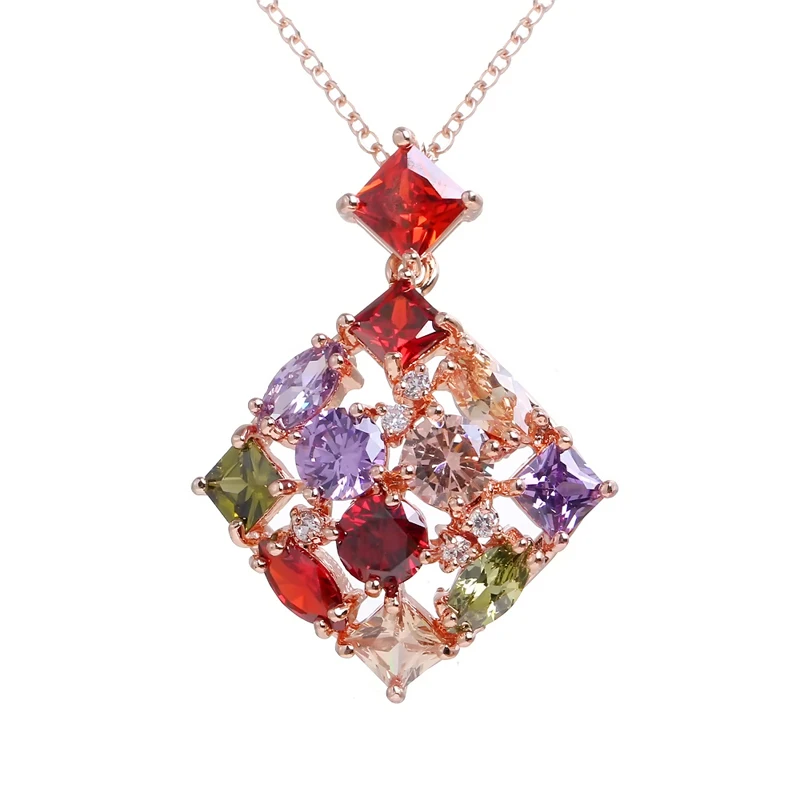 Emmaya New Arrival Colorful Cubic Zircon Shiny Necklace For Women Elegant Jewelry In Banquet Fashion Geometry Ornament