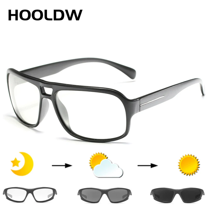 HOOLDW New Polarized Driving Photochromic Sunglasses Men Day Night Driving Goggles Chameleon Sun Glasses Change Color Eyewear