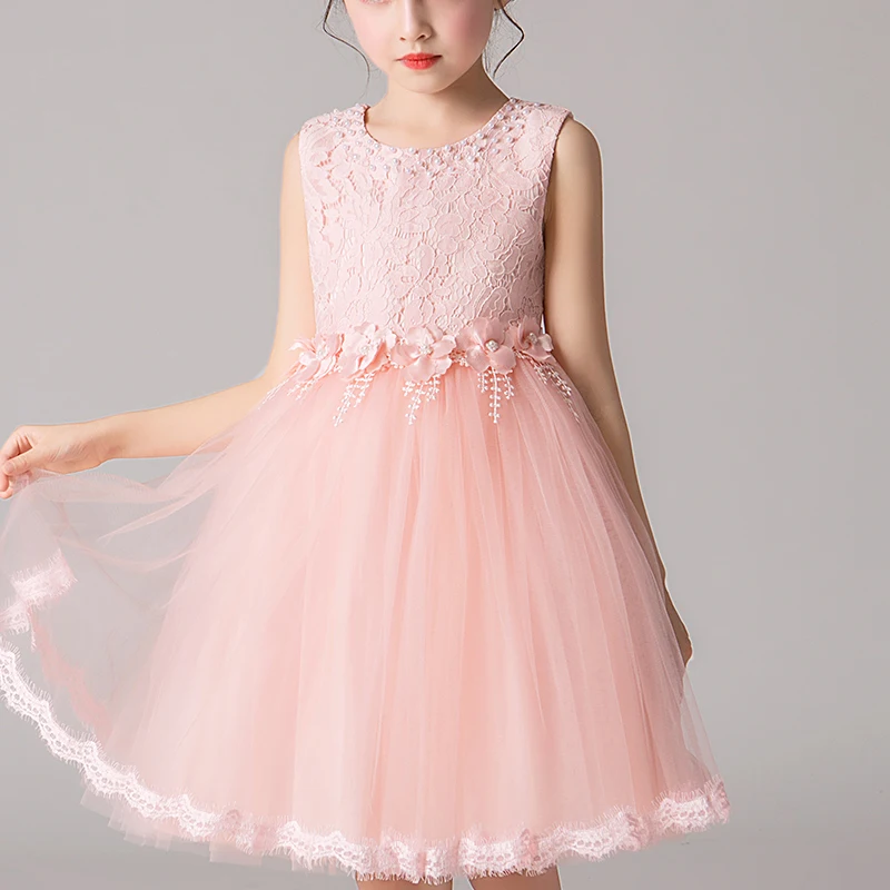 Kids Girls‘ Dress Wedding Party Clothes Flower Beading Gown Princess Summer Girls Frock Costumes Children\'s Elegant Dress