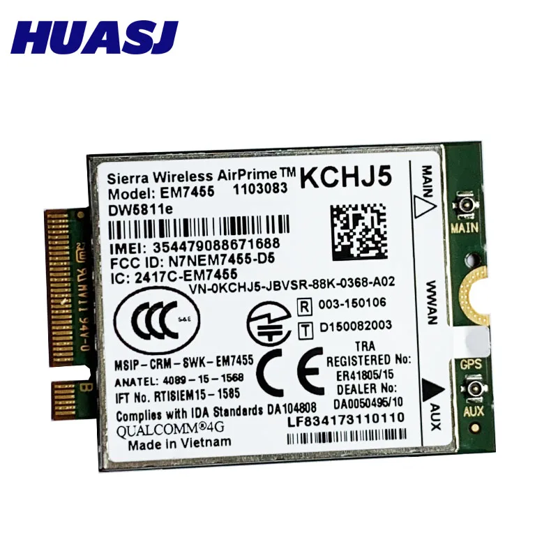 Huasj EM7455 DW5811E FDD/TDD LTE CAT6 4G Module 4G Card Gobi6000 WLAN Card for E7270 E7470 E7370 E5570 E5470