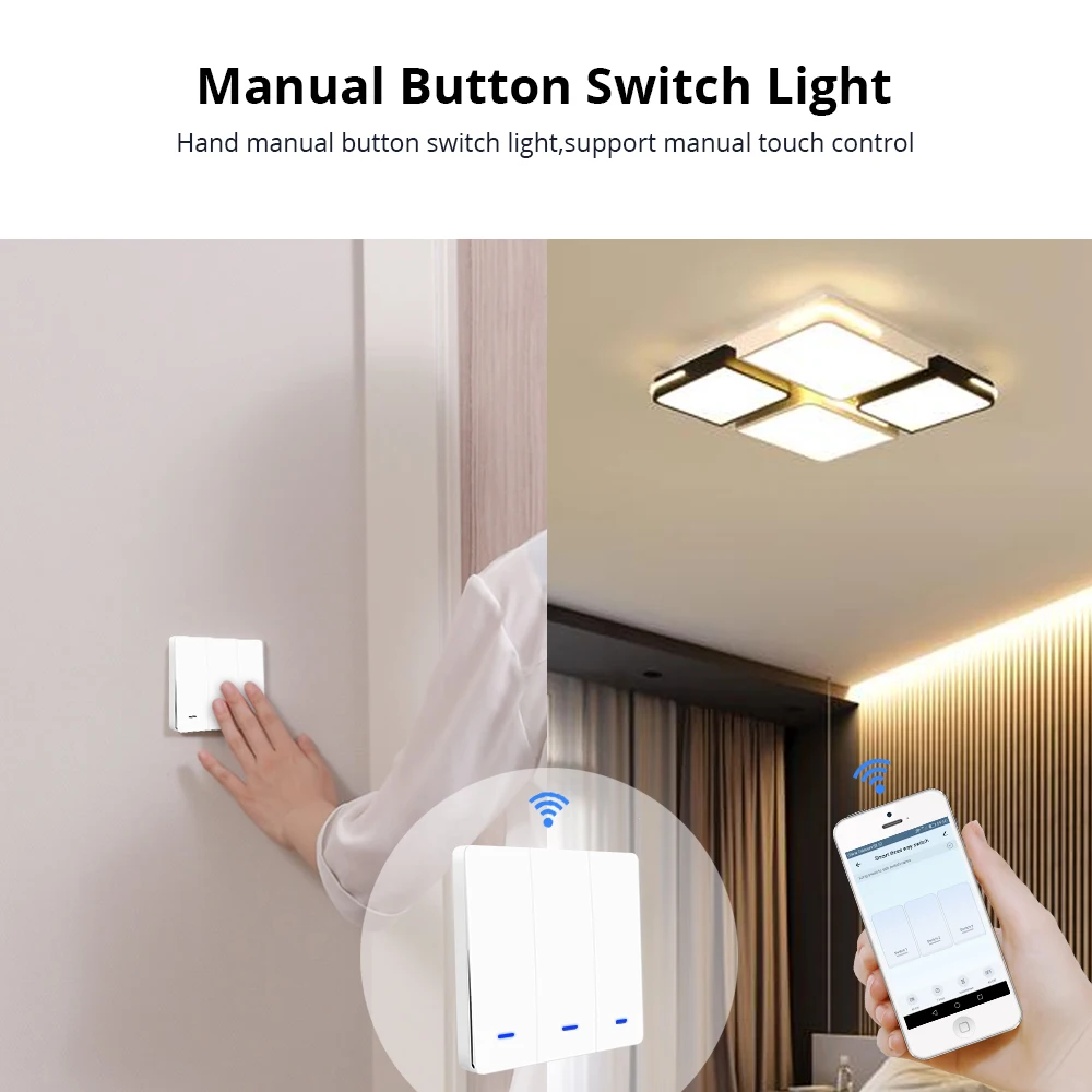 Zemismart WiFi Push Swicth Tuya Smart Life Control One Two Three Gangs 110v 220v Timer Control