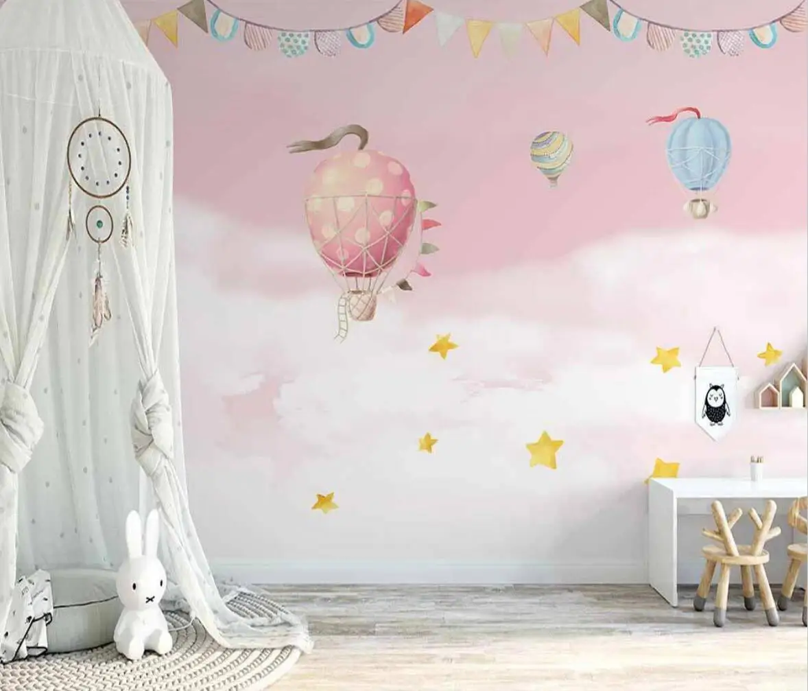 beibehang Custom wallpaper mural hand-painted fantasy unicorn cloud flying bird whole house background wall papel de parede