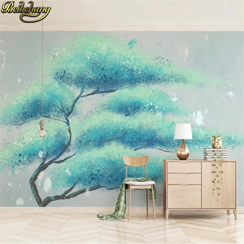 

beibehang custom Misty abstract tree wallpaper European modern living room decoration industrial TV background Art wall covering