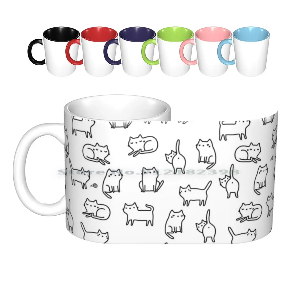 Funny White Cats. Cute Kitten And Kitties. Cat Pattern Ceramic Mugs Coffee Cups Milk Tea Mug Kostolom3000 Cat Cats White Kitty