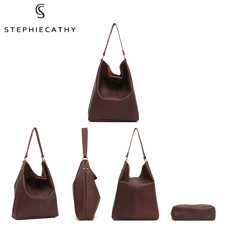 SC Large Italian Leather Tote For Women Casual Vintage Shoulder Bag Female Design Genuine Leather Hobo Crossbody Handbags Travel