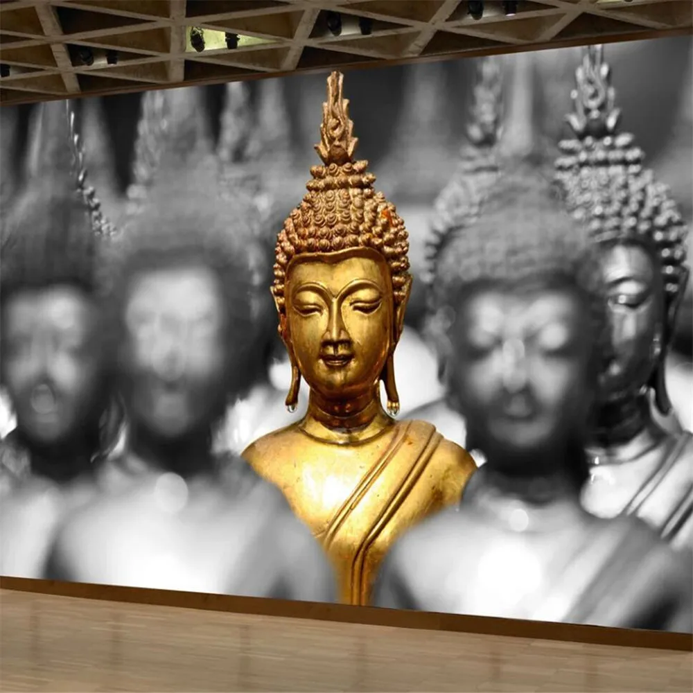 

Milofi Professional Custom 3D Wallpaper Mural Buddha Statue Background Wall Painting Decorative Painting Wallpaper