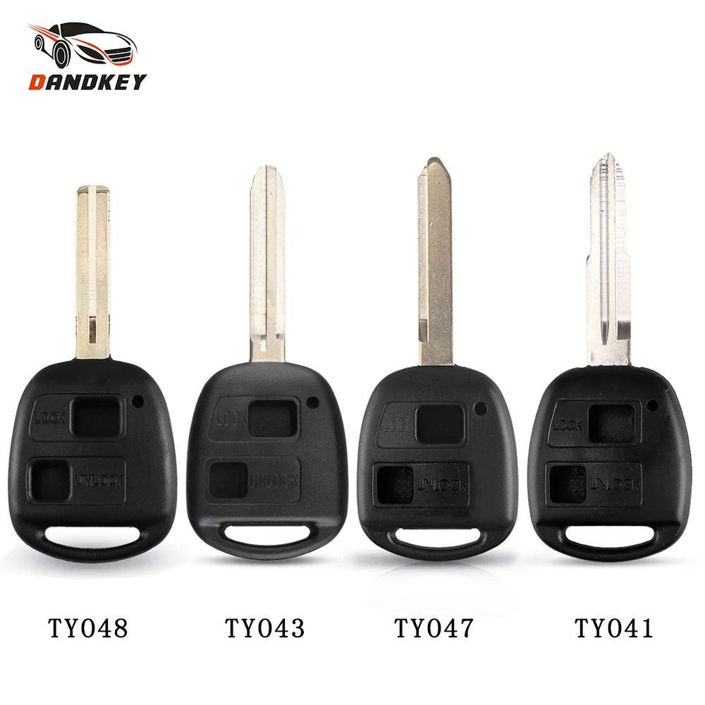 Dandkey 20pcs Car Key Shell 2/3 Buttons Remote Case For Toyota Camry Corolla Verso Avensi Prius Auris Car Uncut Blank Blade