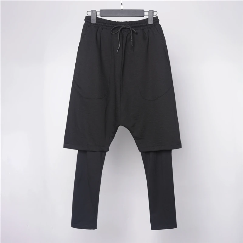 

Men's New Dark Personality Contracted Fake Two Loose Design Casual Harlan Sports Nine Minute Pants Large Leggings