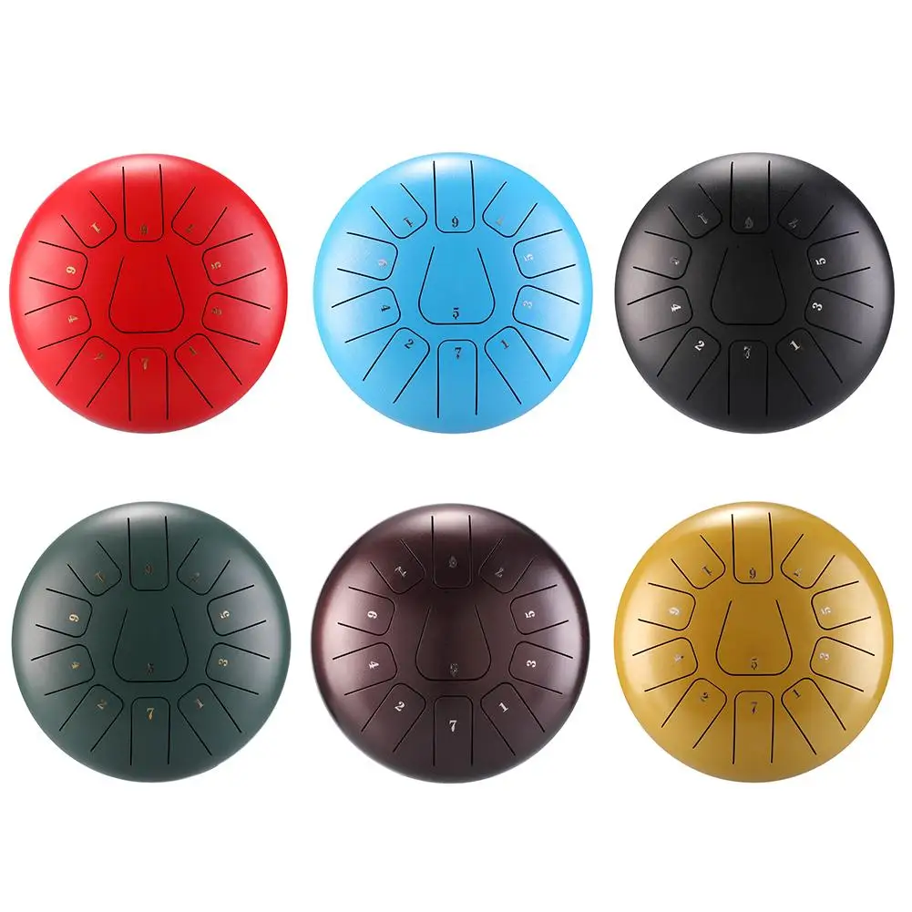 12 Inch Steel Tongue Drum Mini 11 Tone Steel Titanium Alloy Hand Pan Drum Tank Drum Sets Percussion Instrument Drum