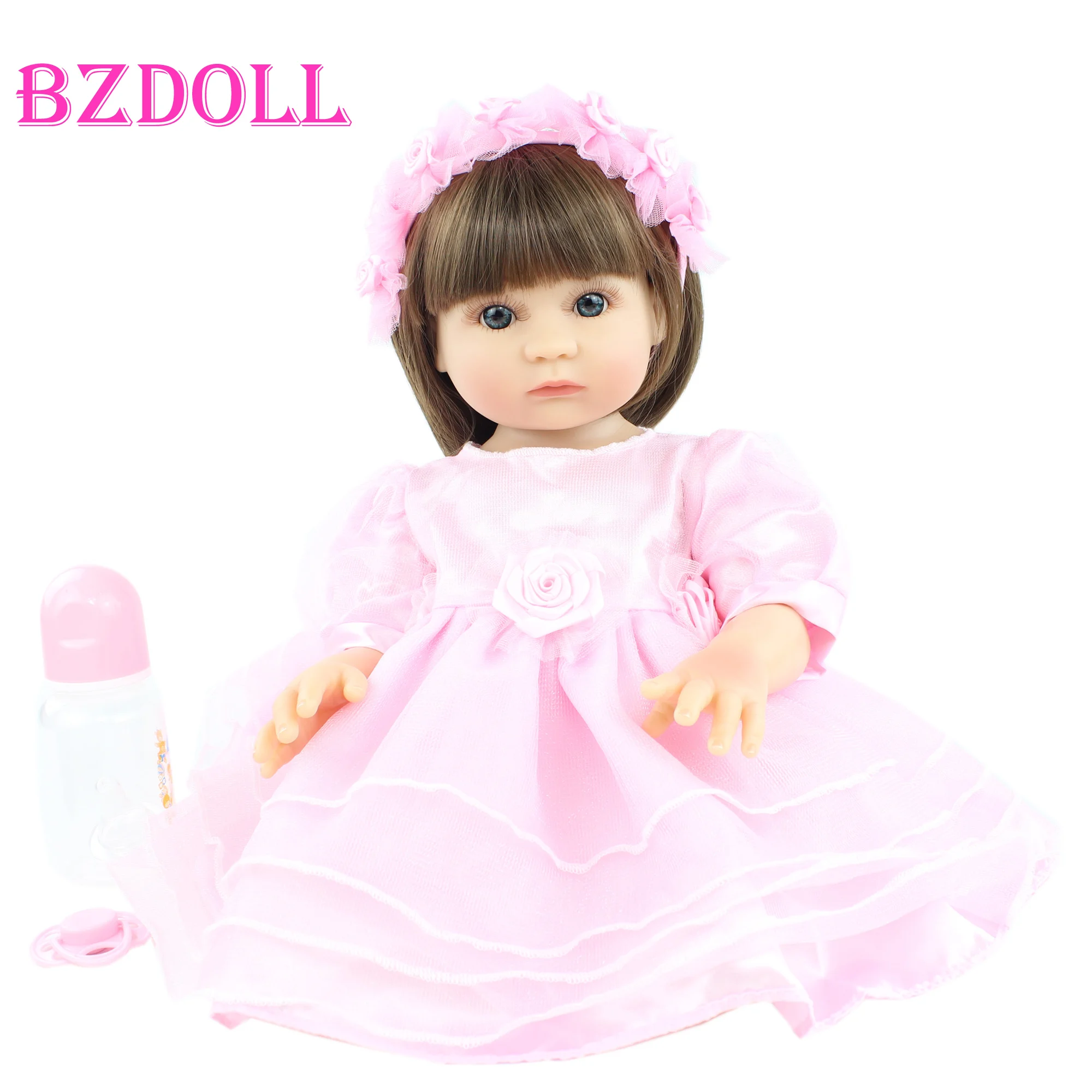 

Two Size 48 and 55 CM Full Body Soft Silicone Reborn Baby Doll For Girl Vinyl Princess Birthday Gift Bonecas Kids Bathe Toy