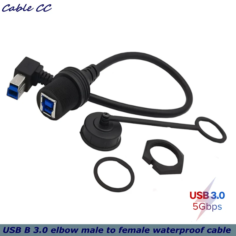 

USB 3.0 B printing male-to-female embedded mounting panel waterproof dashboard cable, used for car, motorcycle, ship dashboard