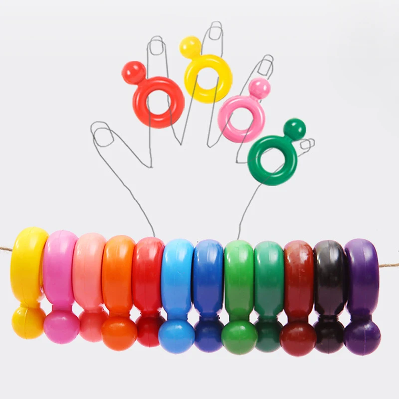 12Color Washable Wax Crayons for Kids Ring Crayons for Drawing Creative Painting Safe Non-toxic Children Stationery for Toddlers