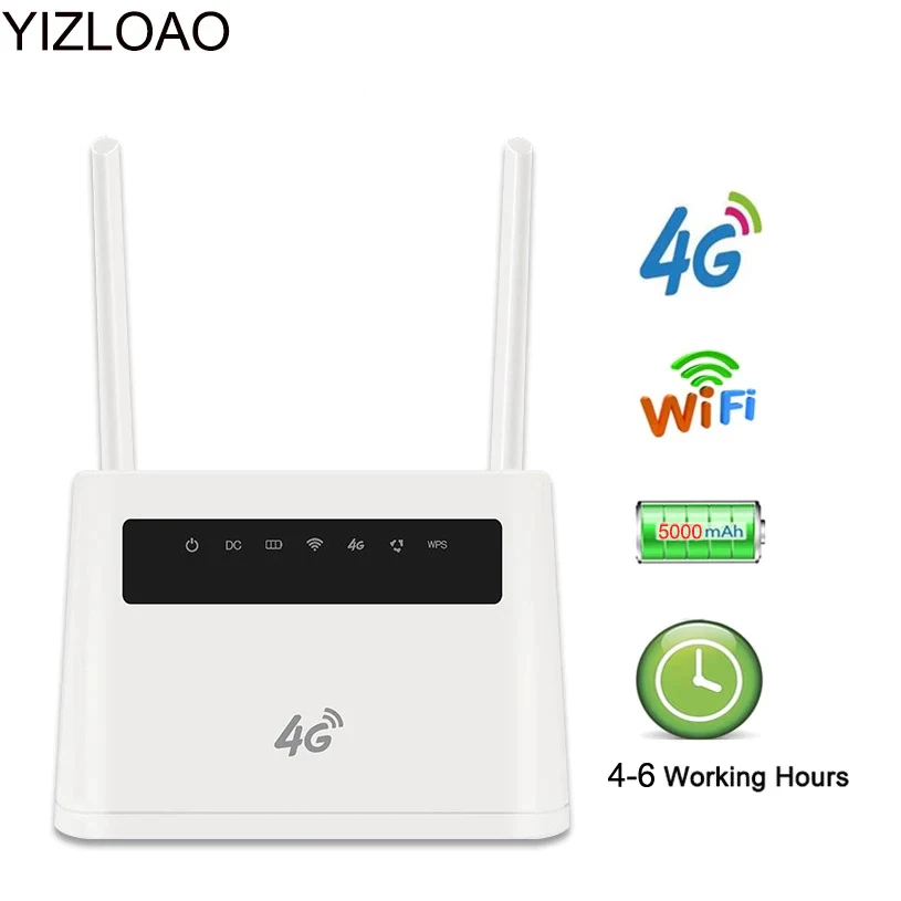 

YIZLOAO 4G LTE Router Cpe Wireless Access Point (Built-in 5000mAh Battery) 300Mbps Wireless CPE Support LTE Sim Modem Broadband