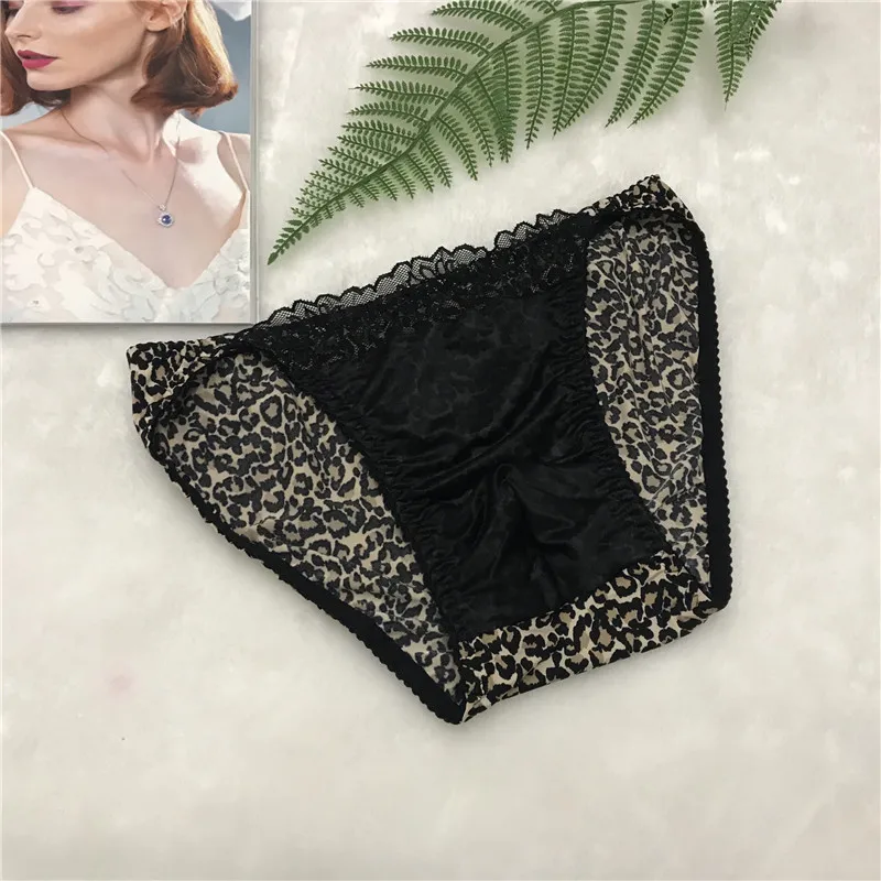 

M-4XL Plus Size Men's Underwear Lace Sexy Leopard Print Bikini Men's Briefs Comfortable Breathable Quality Male Panties