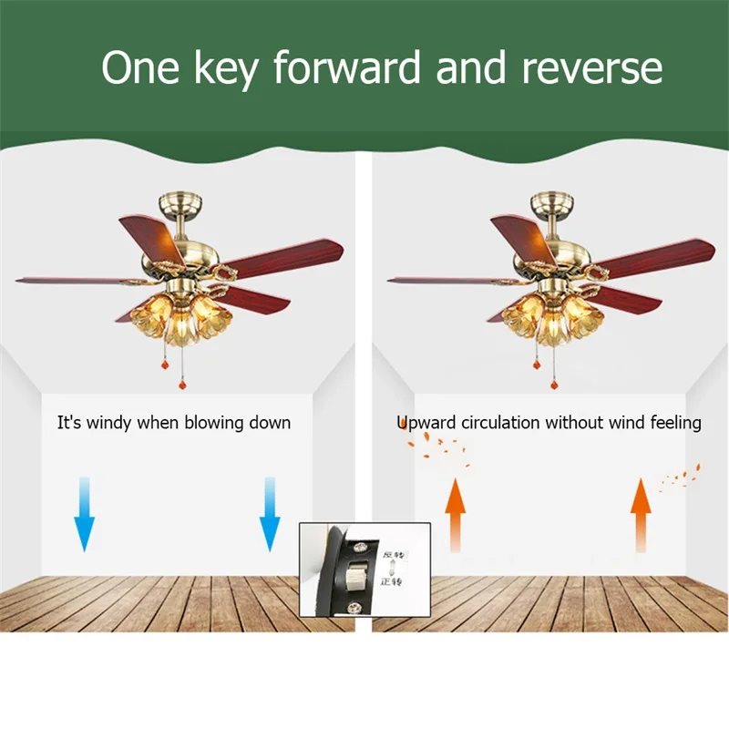 OURFENG Ceiling Fan And Light Nordic Flush Mount Fan Wood Blade for Home Dining Room Bedroom Living Room