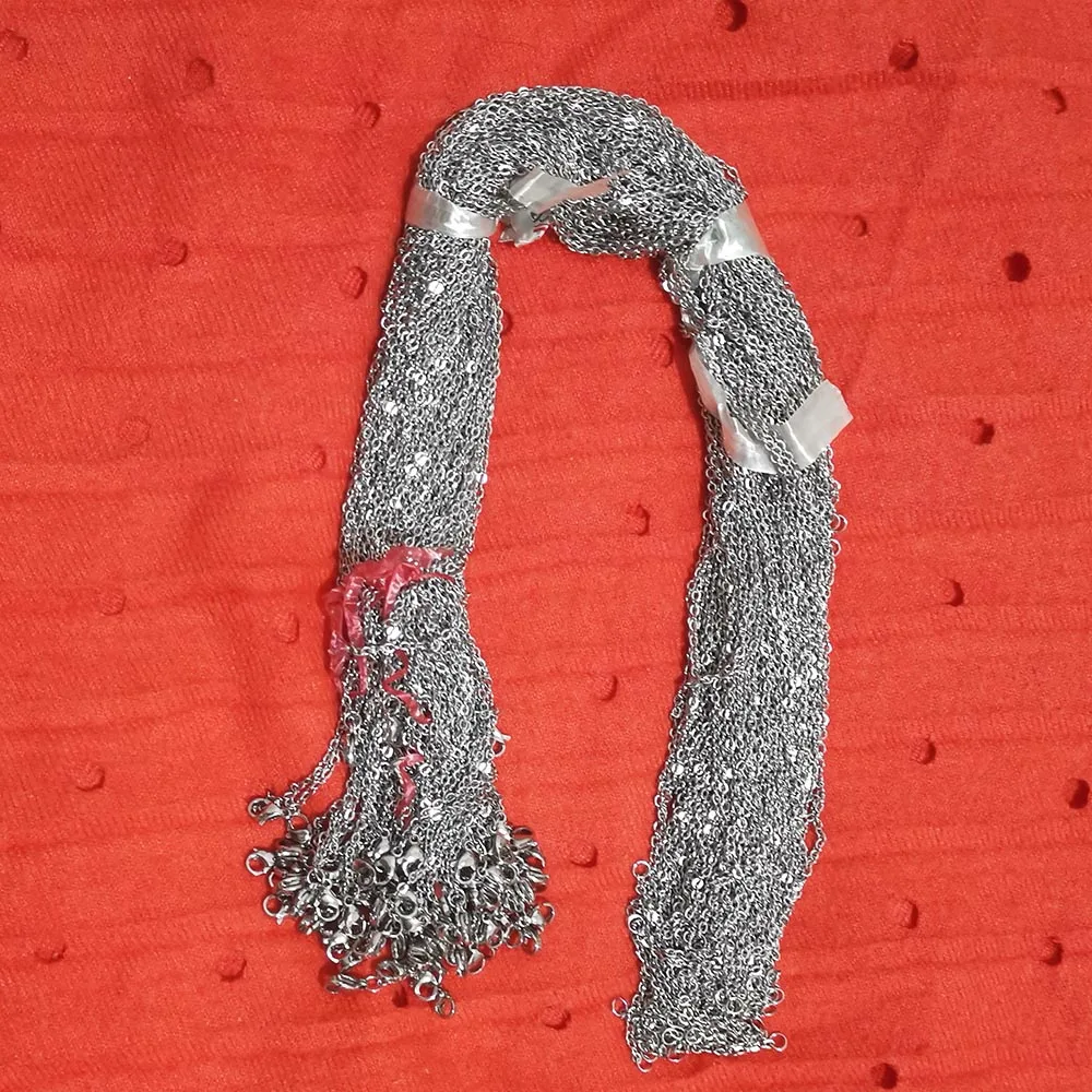 Großhandel 1,5mm 2mm 45cm 50cm 60cm Edelstahl Halskette Seilkette Karabinerverschluss DIY Schmuckzubehör 100 Stück/Los kostenlos – Detail 1