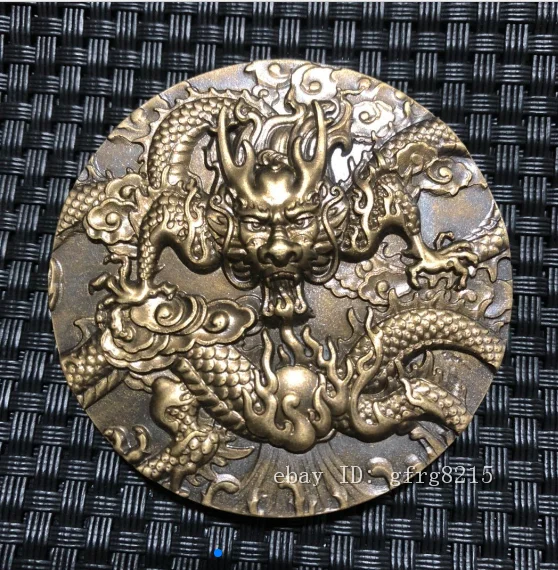 

2.32" Chinese antiques Pure copper Handcrafted Dragon pattern seal