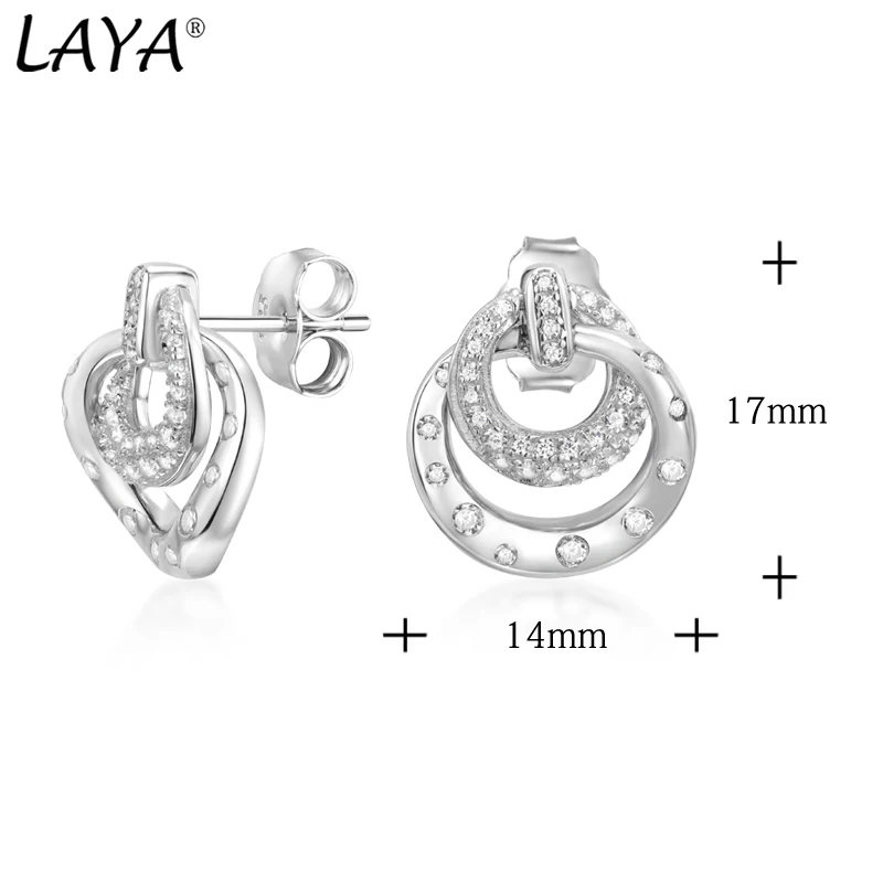 Laya 925 Sterling Silver High Quality Zircon Irregular Stud Earrings For Women Charms Original Modern Jewelry 2022 Trend New