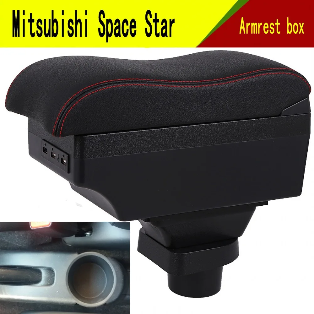 For Mitsubishi Space Star Armrest Box Arm Elbow Rest Center Console Storage Case Modification Accessories with Cup Holder USB