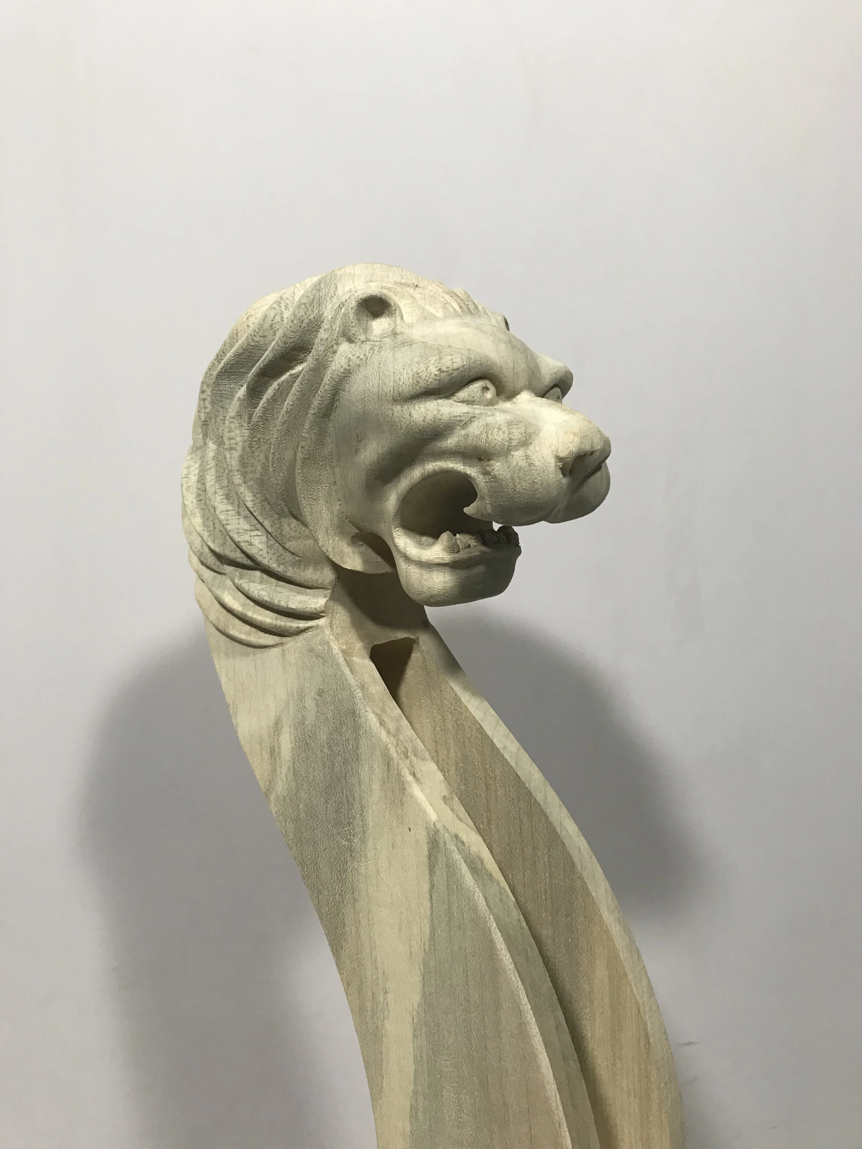 Lion Carving Hand Carved Maple White Double Bass Neck, Precious Printers, High Quality, No Painting, 3/4