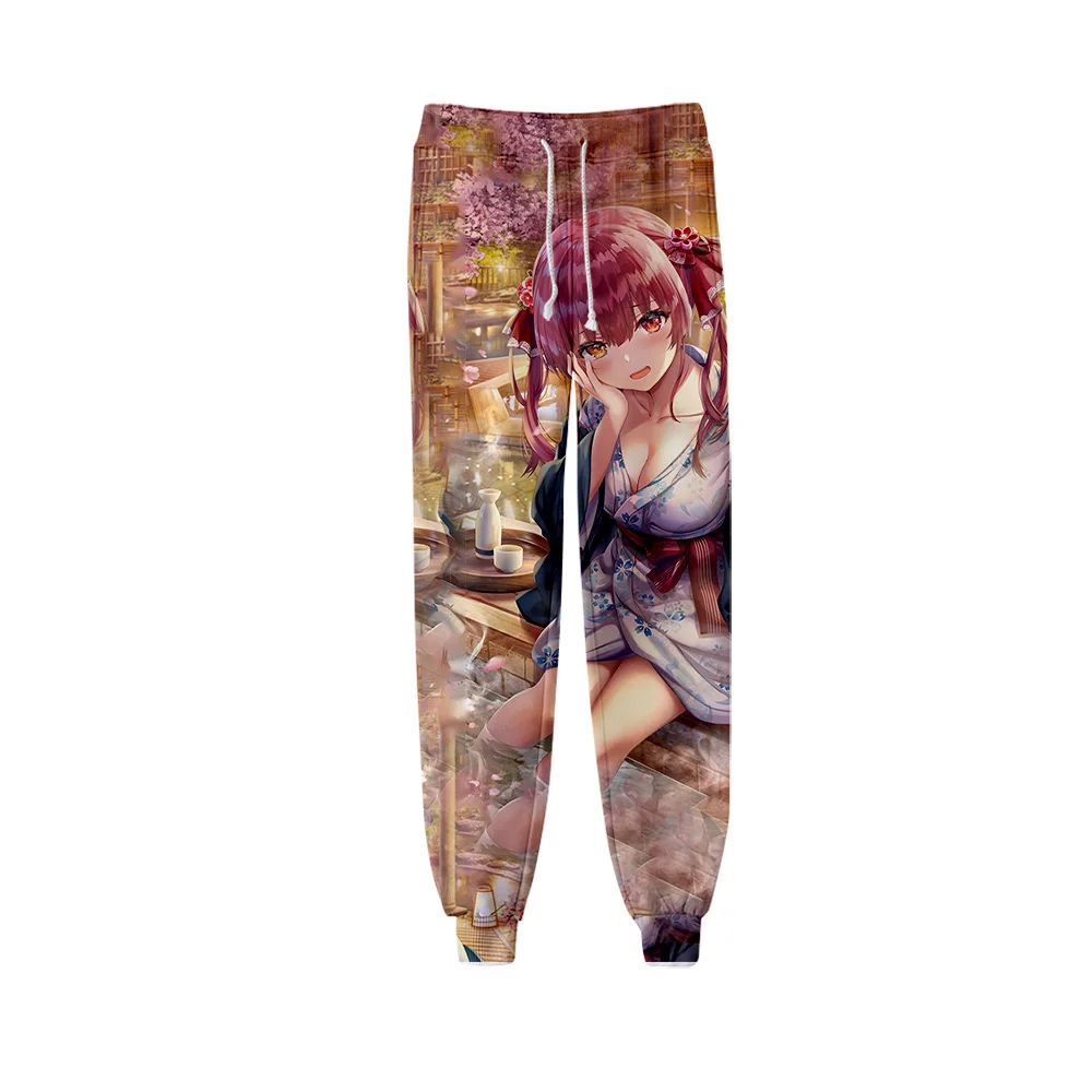 HOLOLIVE VTuber Houshou Marine 3D Men/Women Neutral StyleThreaded Bunched Trousers Japan Kawaii Threaded Bunched Leg Pants