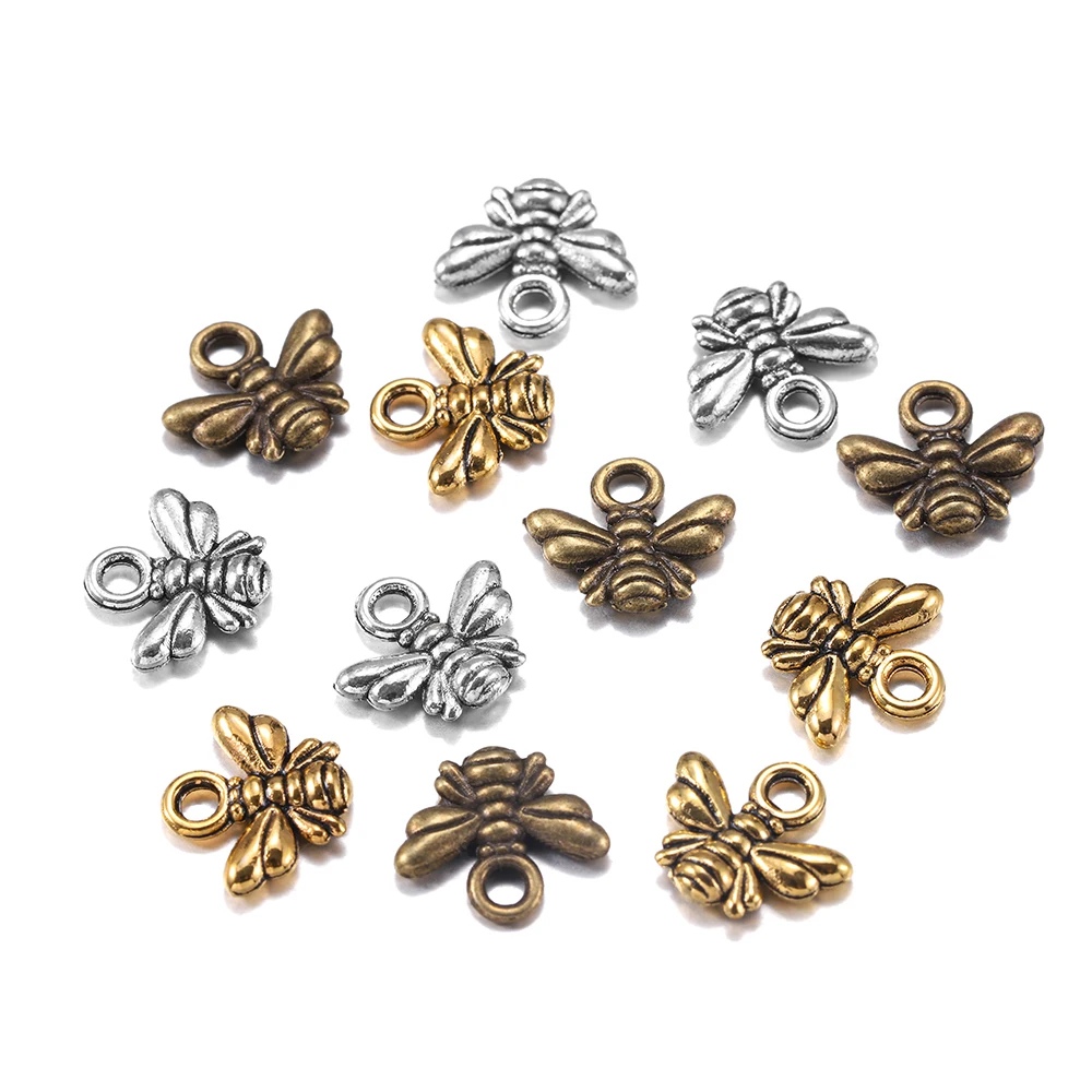 

40pcs Antique Tone Bumble Bee Honeybee Insects Charm Pendants Beads For Necklace Bracelet Earring Jewelry Making Supplies