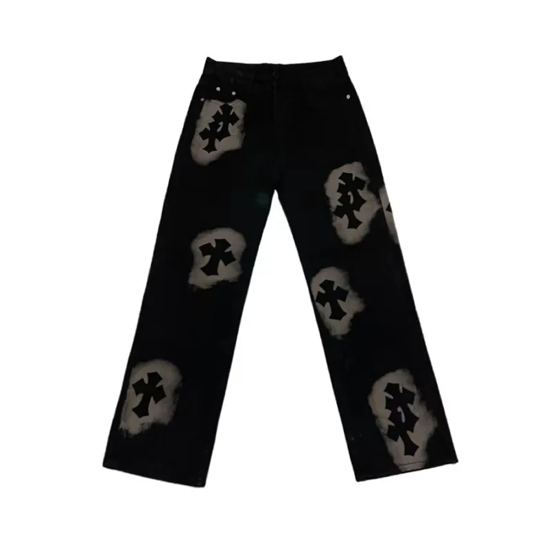 ICCLEK 2021 Fall New Jeans Men's Jeans Retro Letters Straight Jeans Hip Hop Loose Casual Pants Baggy Jeans