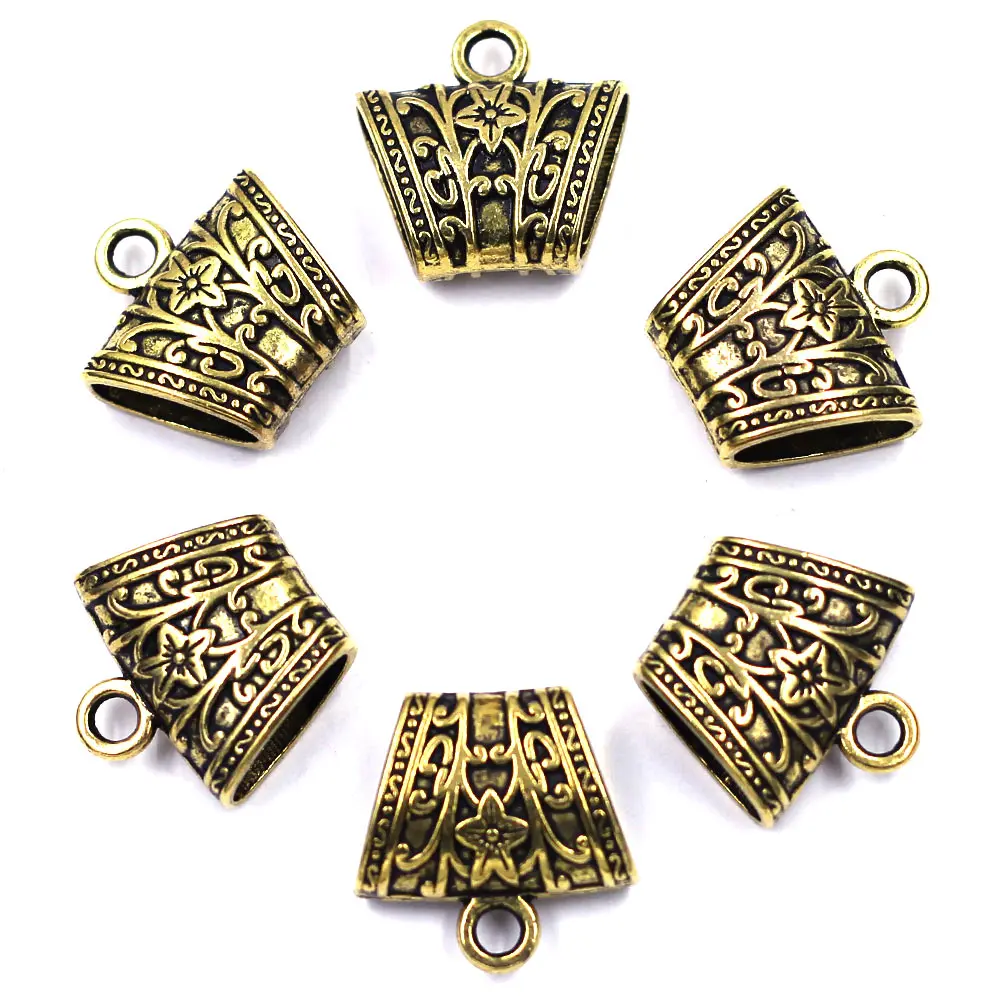 3Pcs Connector Pendants Wrap Scarf Bail Spacer Beads Flower Hollow Metal Charms For Jewelry DIY Finding