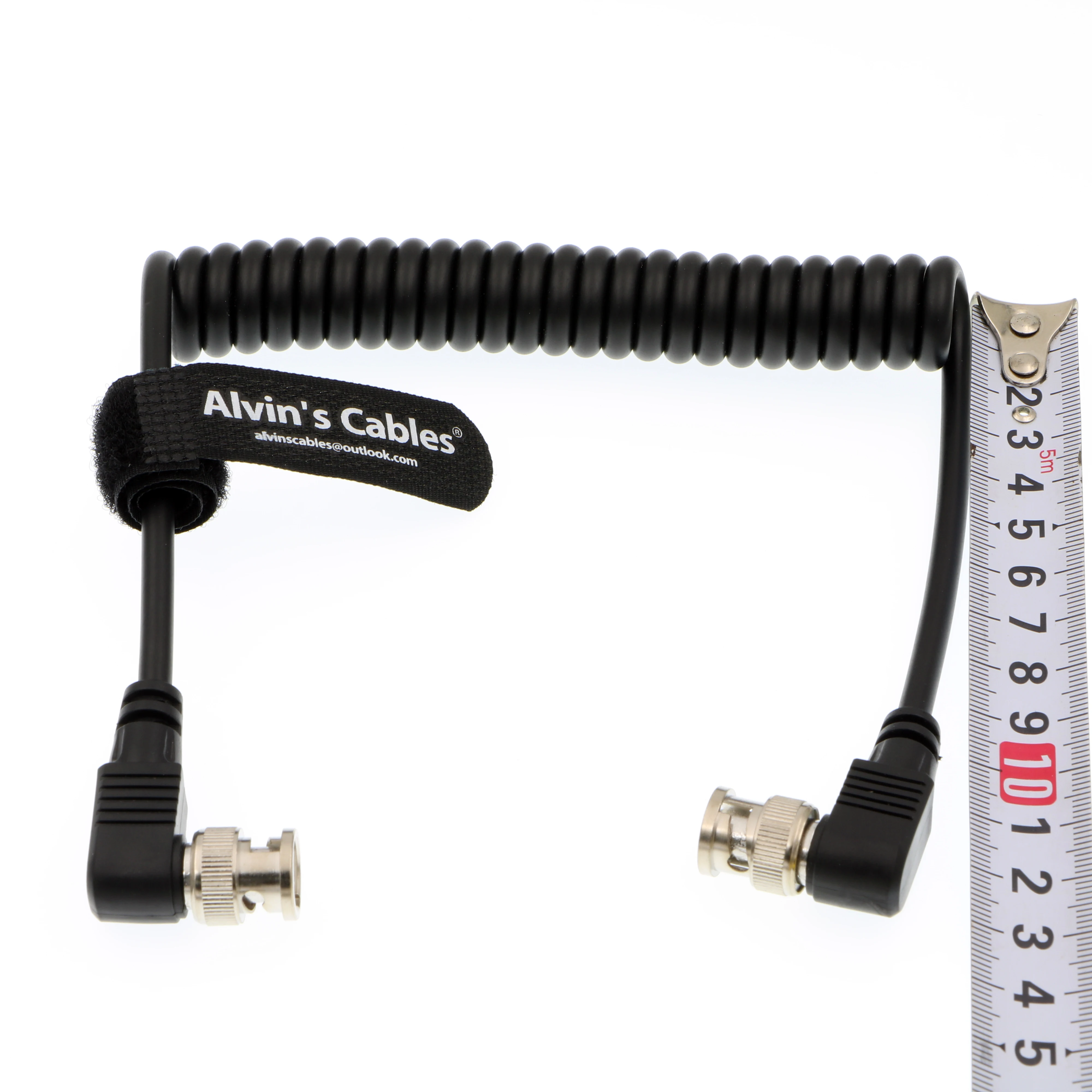 Alvin's Cables 3G BNC Dual Right Angle Coiled Cable for Blackmagic Pocket Cinema Camera 4K/6K, Ursa Mini Pro, AJA Ki Pro Mini​