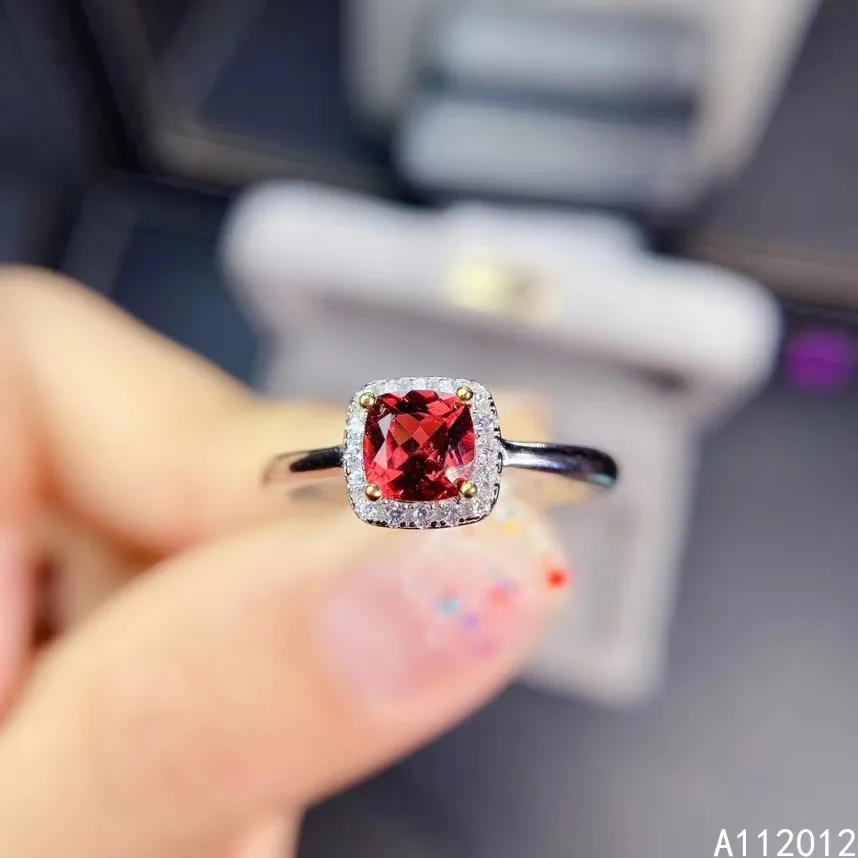 

KJJEAXCMY fine jewelry S925 sterling silver inlaid natural gemstone Garnet girl noble ring support test Chinese style