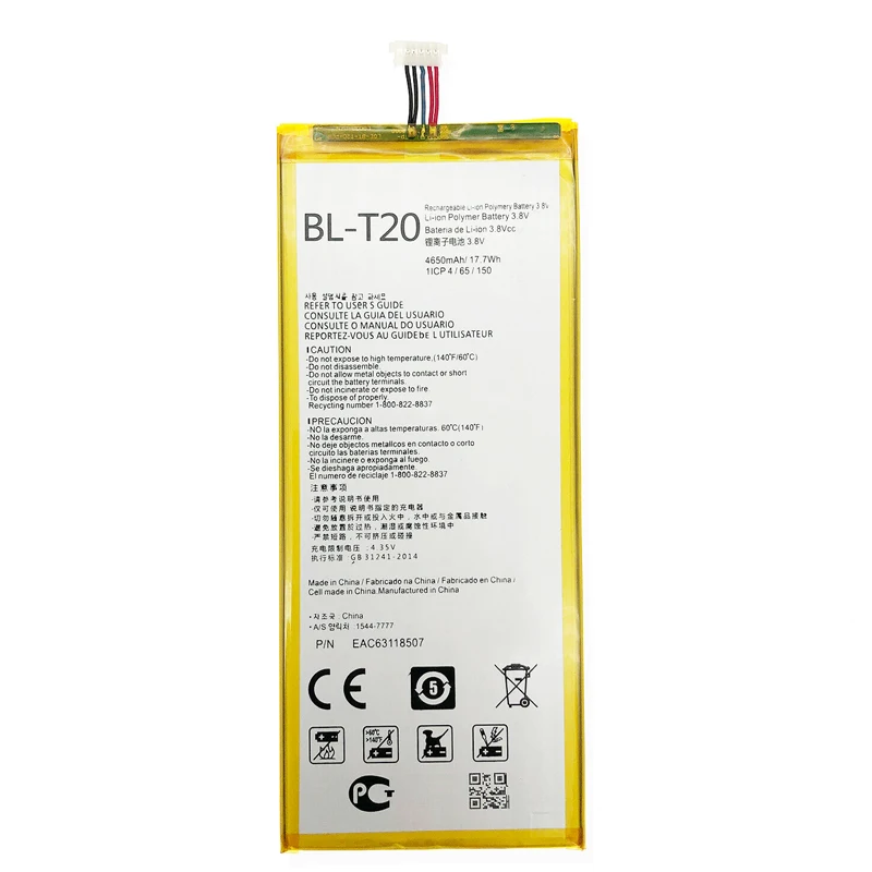 Batería Original para tableta LG G Pad X 4650 V520 V521 / LG G Pad III 8,0 V522, 8,0 mAh, 17.7WH, BL-T20 BL T20, nueva