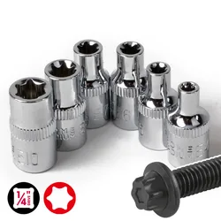 Hi-Spec 1/4 3/8 1/2 E Torx Star Socket Set Blossom Mouw Vrouwelijke E Type Dopsleutel Hoofd E4 om E24 Auto Reparatie Tools