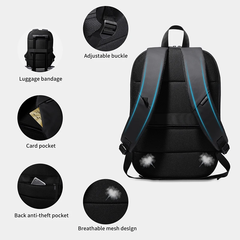 Heroic Knight Men's Expandable Backpack 15.6 Inch Laptop Business Backpacking Weekend Work Travel Back Pack Male Waterproof Bag