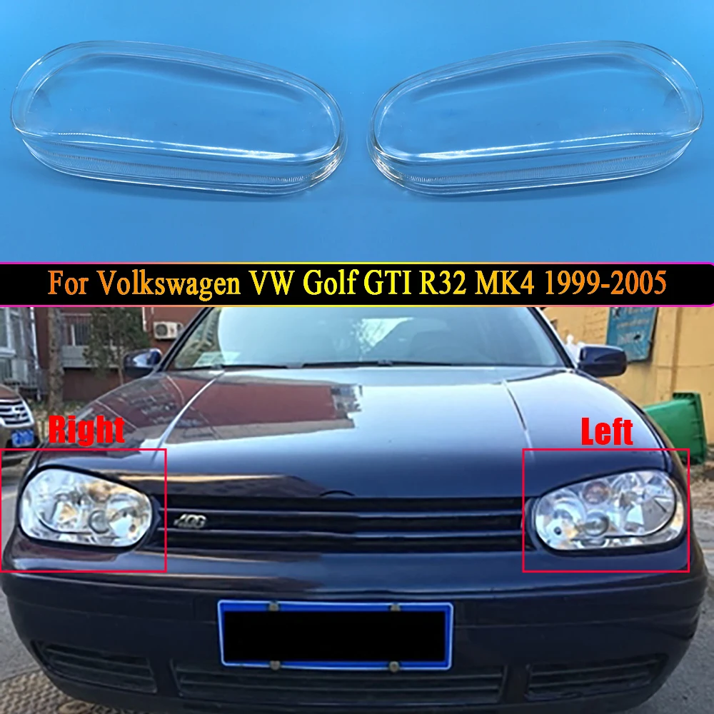 Car Headlamp Cover Headlight Clear Lens Auto Shell For Volkswagen VW Golf GTI R32 MK4 1999~2005 Front Lamp Transparent Lampshade