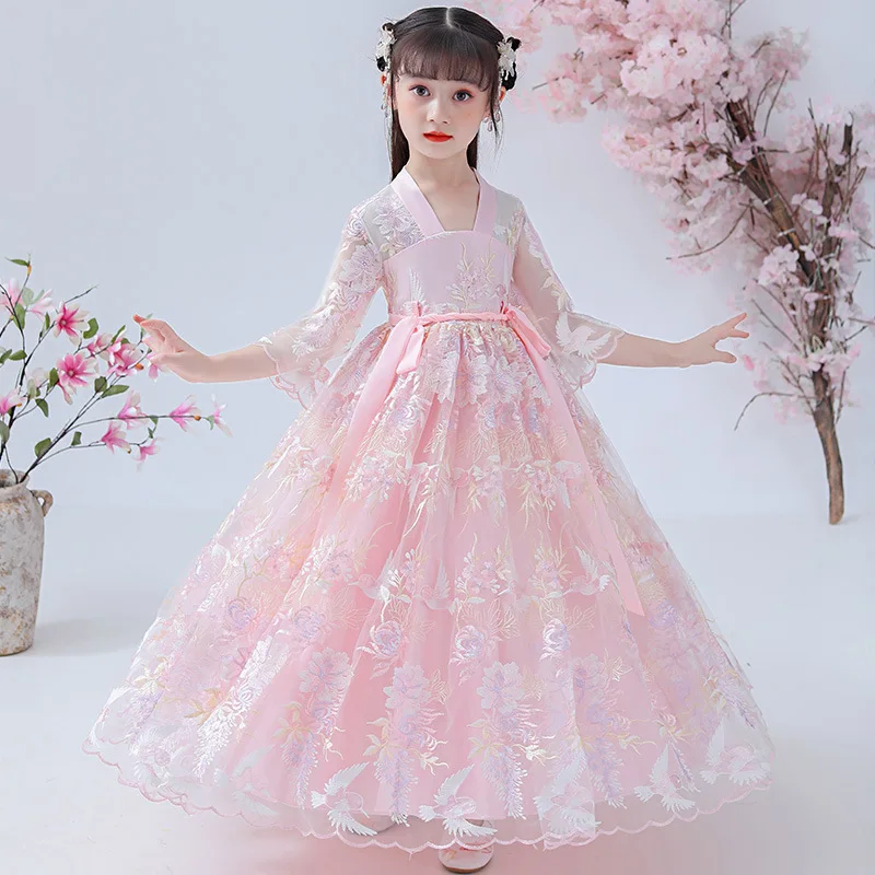 

Chinese Traditional Hanfu Costume Girls Ancient Han Dynasty Dress Oriental Princess Dress Kids Elegance Tang Dynasty Dance Wear