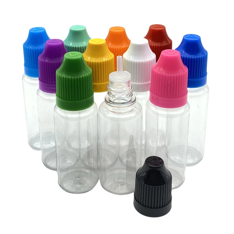 300pcs 15ml PET Bottle Hard Plastic Dropper Vial Empty Essential Oil Liquid Jar With Child Protection Cover And Long Tip Contain