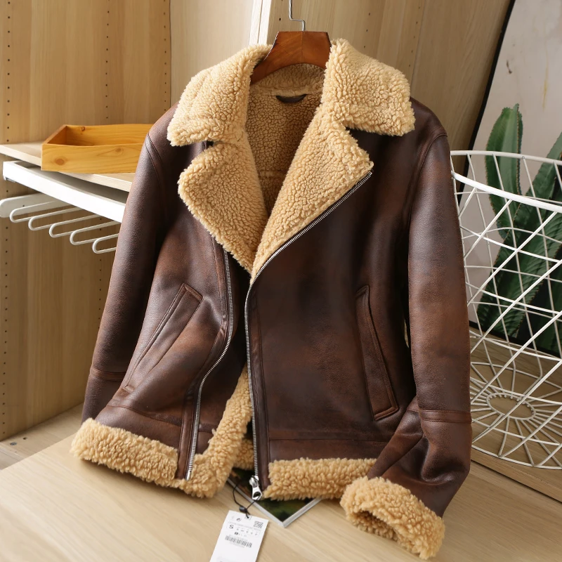 

New men Autumn and winter The new Lamb jacket jacket leather The jacket coat