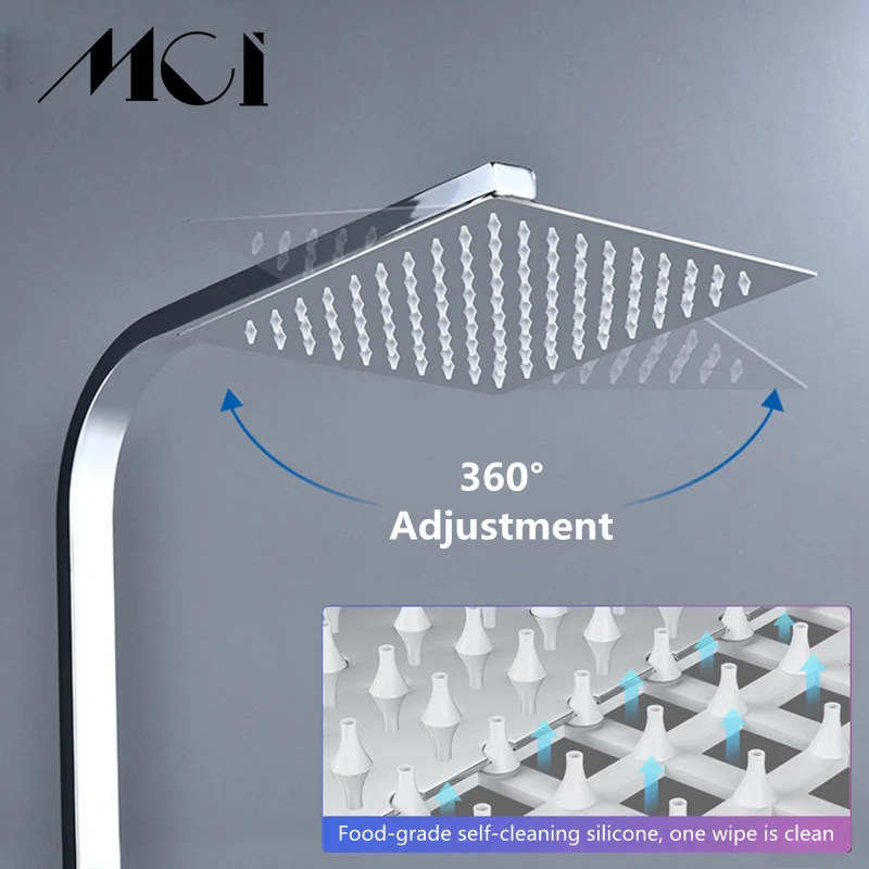 Mci Stainless Steel 8/12 Inch Waterfall Rainfall Square Round Ultra-thin High Pressure Waterfall Rainfall rotatable Shower Head