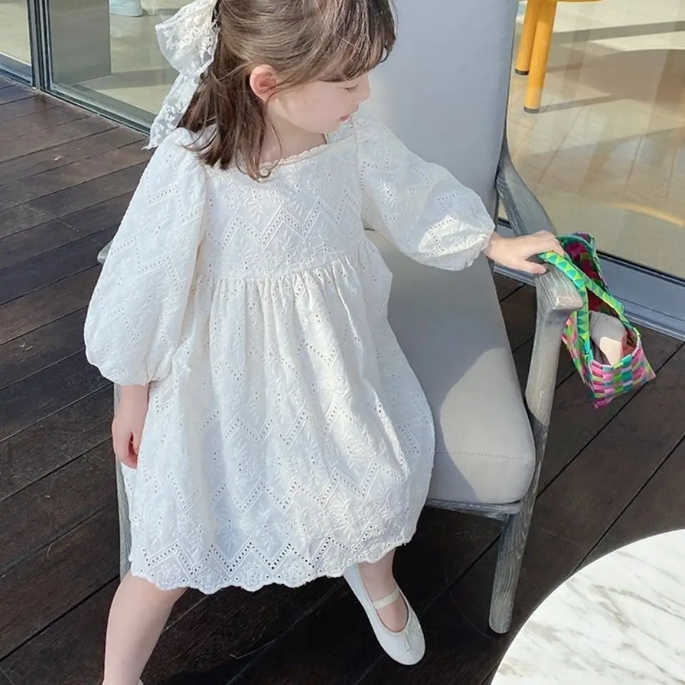 

Girl Dress Party Evening Gown Cotton 2022 Lace Spring Autumn Flower Girl Dress Vestido Robe Fille Beach School Kids Baby Childre