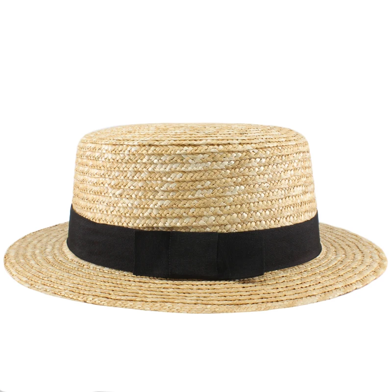 2 Sizes Parent-child Men Women Kids Child Straw Flat Top Boater Hats Sailor Caps Summer Sombrero Beach Sunhat Outdoor Sunbonnet