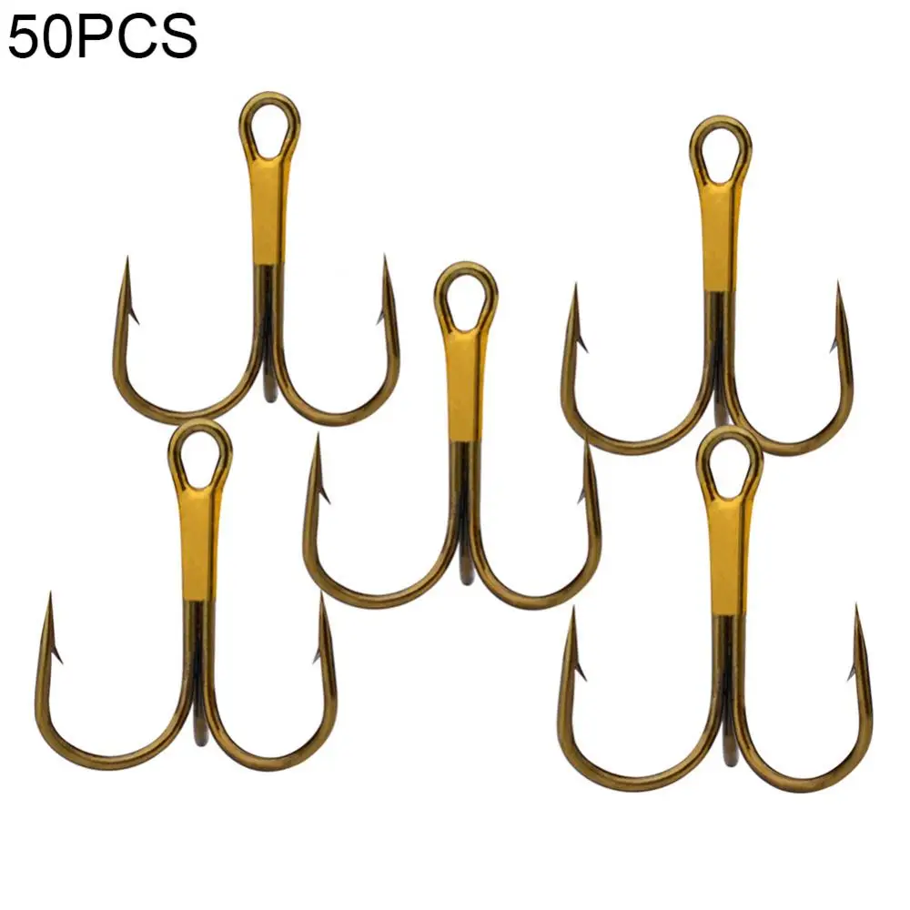 50Pcs #2/4/6/8/10 Japan Fish Hook High-carbon Steel Crank Outdoor Fishing Lure Bait Triple Hooks Fishing Tackle Tool