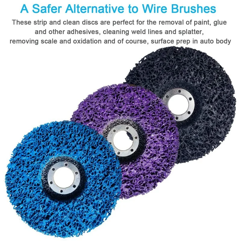 3 Pc 100/115/125mm Poly Strip Disc Abrasive Wheel Paint Rust Remover Clean Grinding Wheels for Motorcycles Durable Angle Grinder