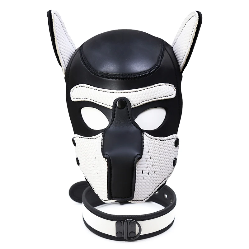 Hot Fashion Dog Mask Puppy Cosplay Full Head for Padded Latex Rubber Role Play with Ears 10 Color